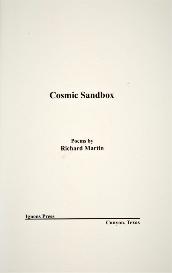 Cover of the book "Cosmic Sandbox, Poems" by Richard Martin, published in 2020.