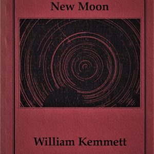 Cover of "Flesh of a New Moon," a 1991 book by William Kemmett, showcasing circular abstract art against a red backdrop.