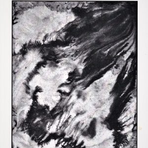 Book cover for "Pounding the Door Into Gray" by James De Crescentis (2015), showcasing an abstract black and gray illustration.