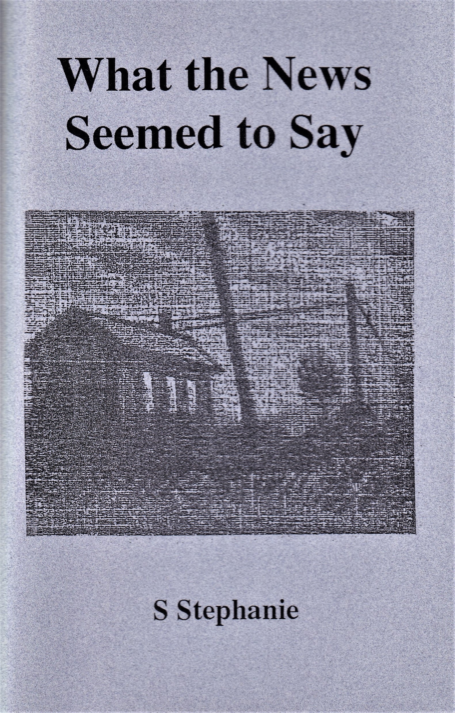Cover of "What the News Seemed to Say," a collection of poems by S. Stephanie (2015), featuring a textured image of a building and trees.